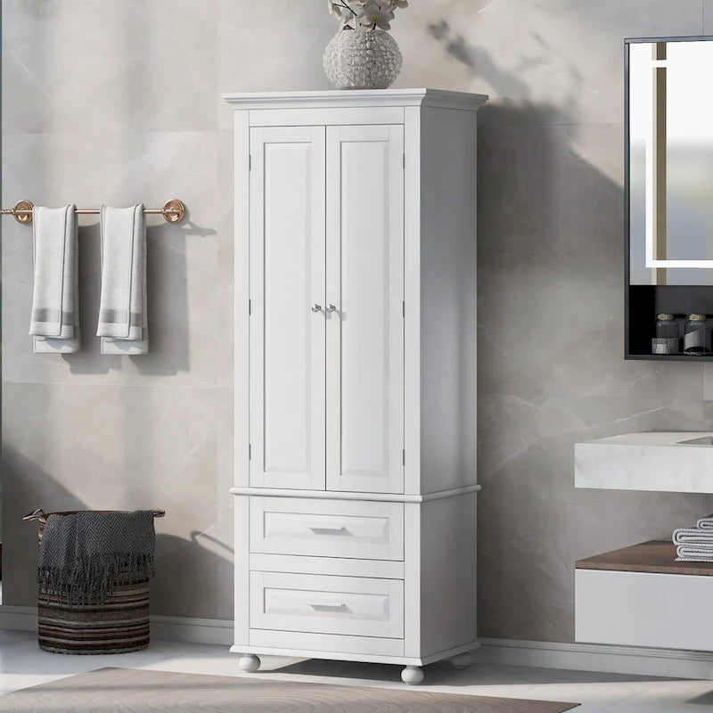 Armoire de rangement haute à deux tiroirs pour salle de bain/bureau