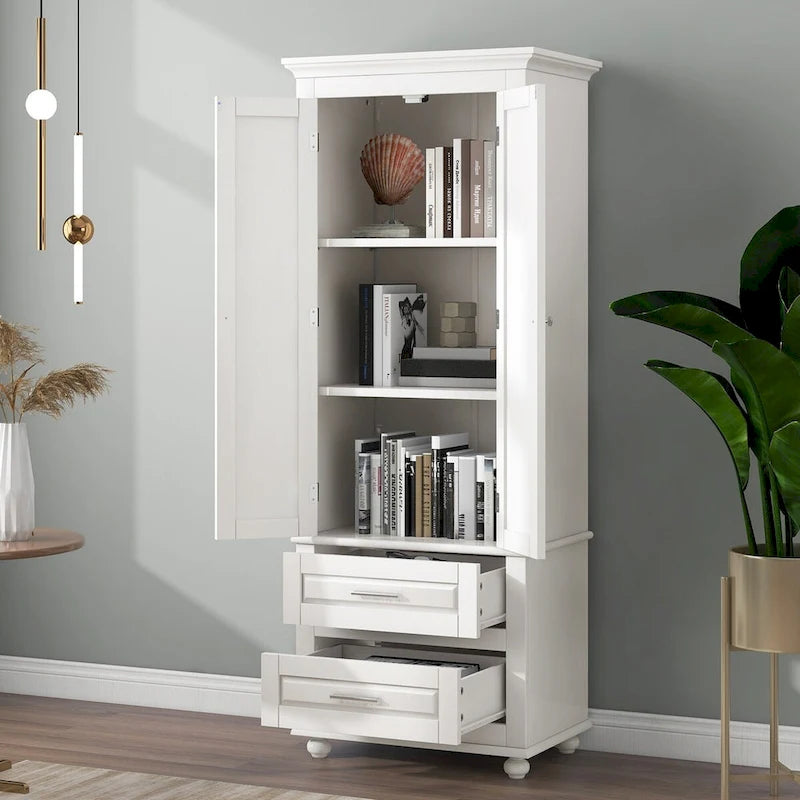 Armoire de rangement haute à deux tiroirs pour salle de bain/bureau