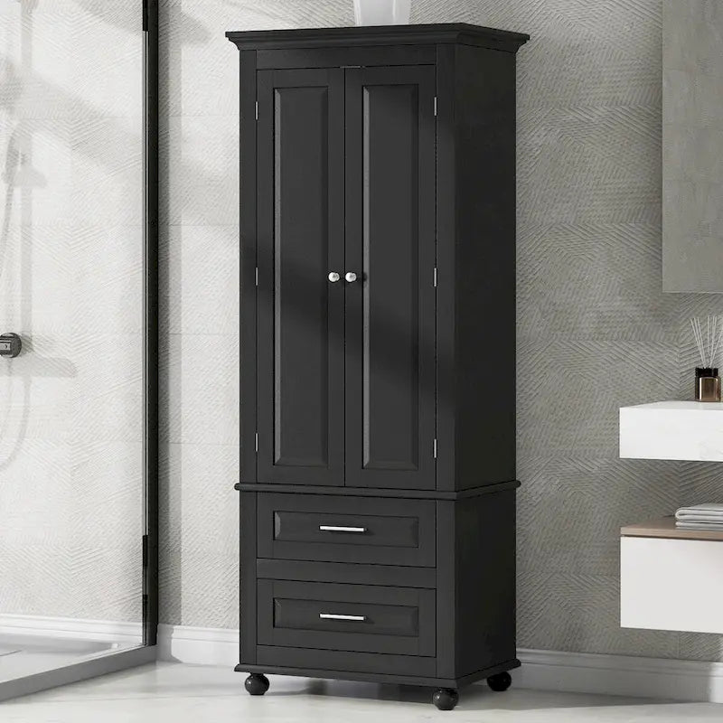 Armoire de rangement haute à deux tiroirs pour salle de bain/bureau