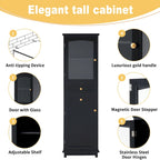 Armoire à linge avec porte vitrée et deux tiroirs, dimensions : 45 cm (L) x 36 cm (P) x 160 cm (H)