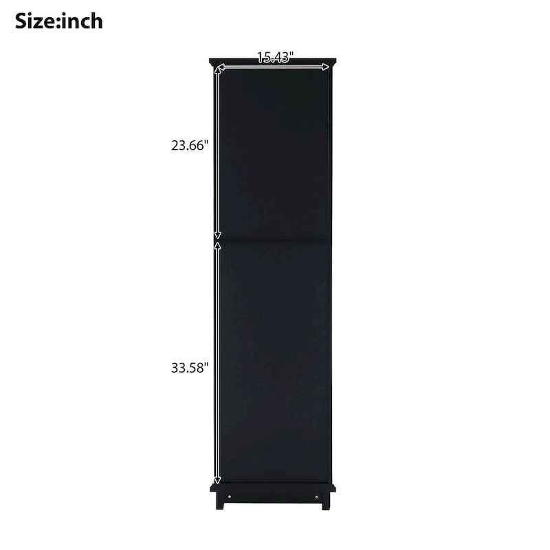 Armoire à linge avec porte vitrée et deux tiroirs, dimensions : 45 cm (L) x 36 cm (P) x 160 cm (H)