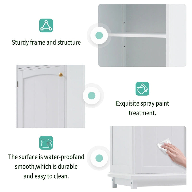 Armoire à linge avec porte vitrée et deux tiroirs, dimensions : 45 cm (L) x 36 cm (P) x 160 cm (H)