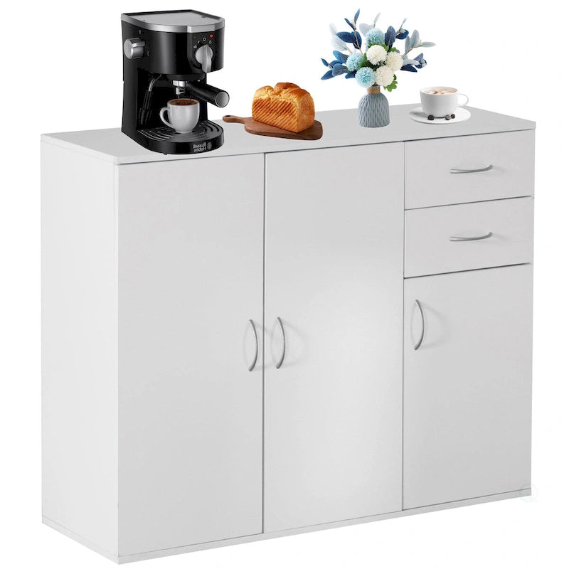 Buffet de 33 pouces avec rangement, grand plateau, tiroirs spacieux et étagère réglable - Rangement et organisation de la cuisine