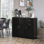 Buffet de 33 pouces avec rangement, grand plateau, tiroirs spacieux et étagère réglable - Rangement et organisation de la cuisine