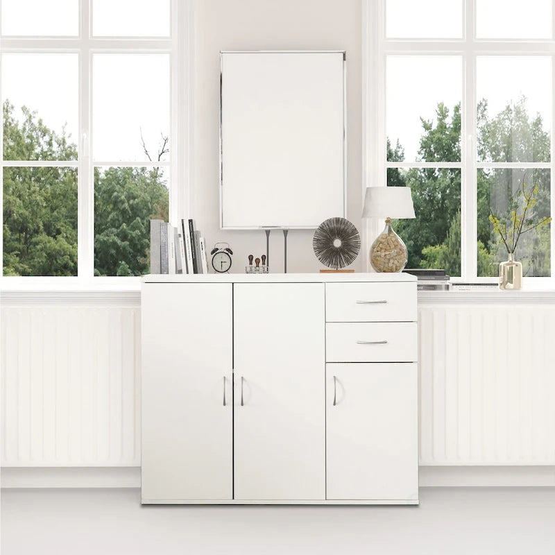Buffet de 33 pouces avec rangement, grand plateau, tiroirs spacieux et étagère réglable - Rangement et organisation de la cuisine