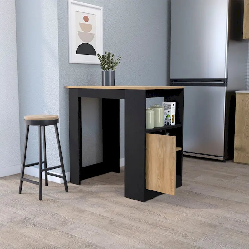 Îlot de cuisine FM FURNITURE Arial en mélamine, chêne noir/naturel