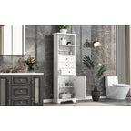 Tall Storage Cabinet with 3 Drawers and Adjustable Shelves