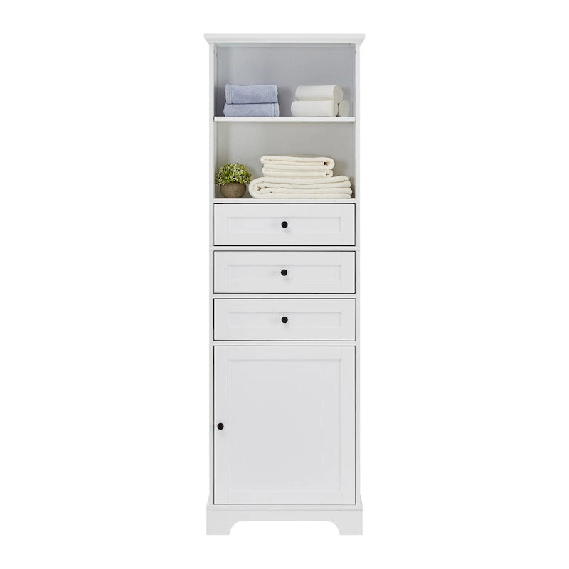 Armoire de rangement haute avec 3 tiroirs et étagères réglables