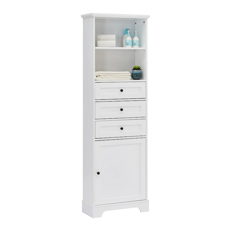Armoire de rangement haute avec 3 tiroirs et étagères réglables