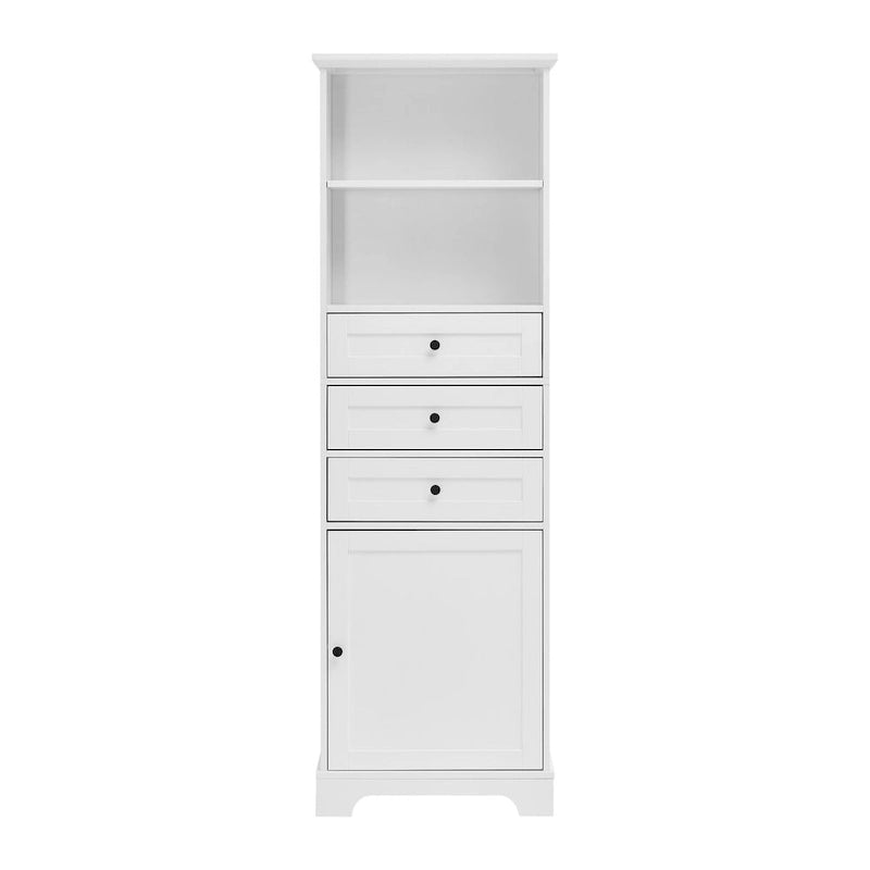Armoire de rangement haute avec 3 tiroirs et étagères réglables