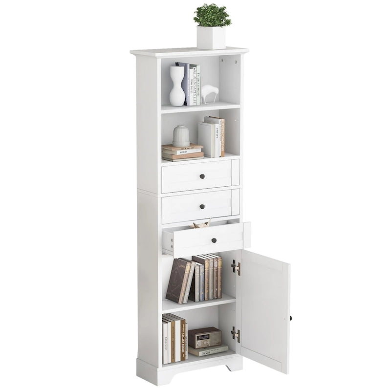 Armoire de rangement haute avec 3 tiroirs et étagères réglables