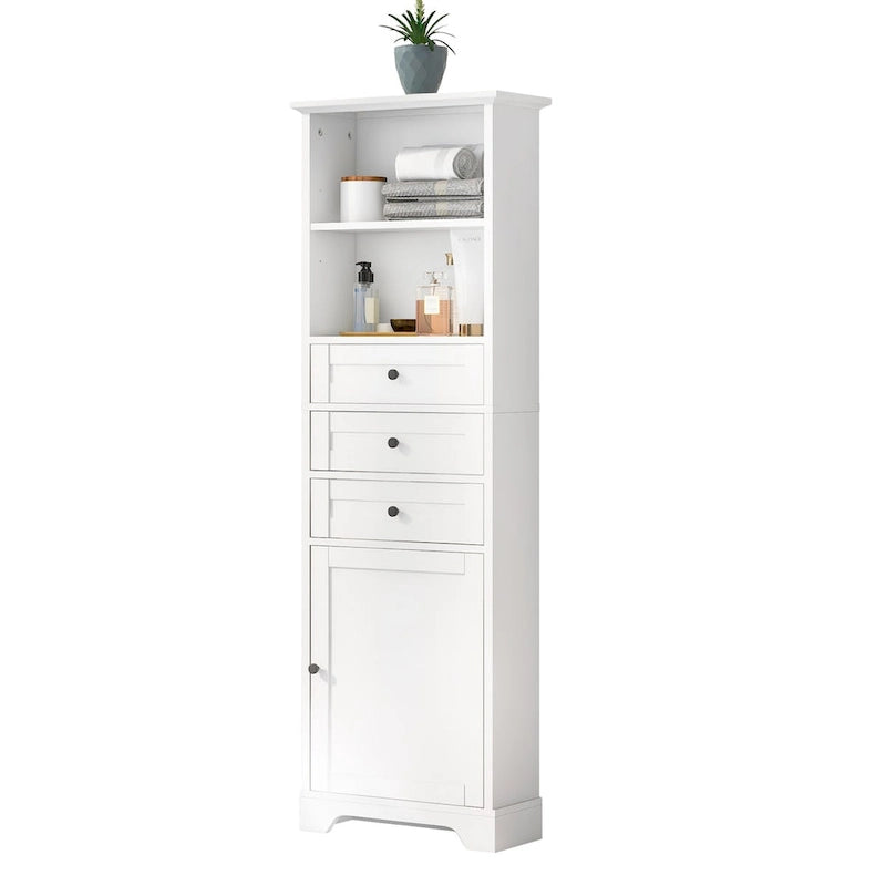 Armoire de rangement haute avec 3 tiroirs et étagères réglables