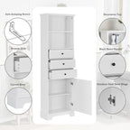 Armoire de rangement haute avec 3 tiroirs et étagères réglables