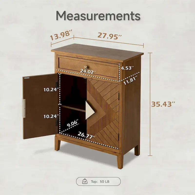 Buffet d'appoint COZAYH style ferme, en bois, avec 2 portes et 1 tiroir