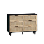 Meuble de rangement Roomfitters en rotin noir à 6 tiroirs de 110 cm (43,31 pouces) pour chambre et salon