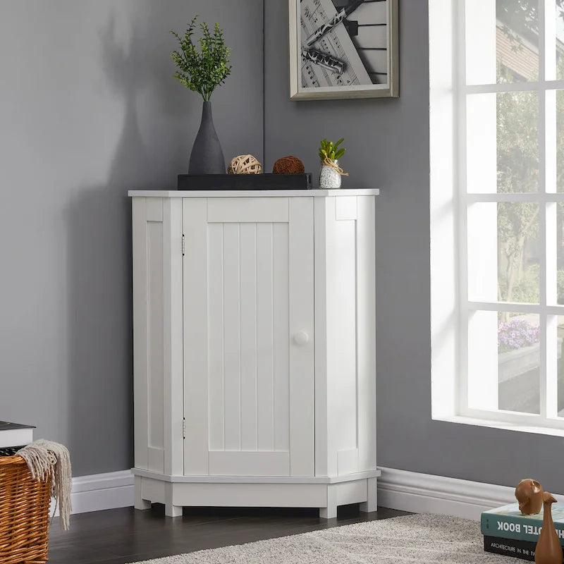 Armoire d'angle triangulaire avec étagère réglable