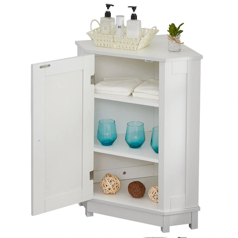 Armoire d'angle triangulaire avec étagère réglable
