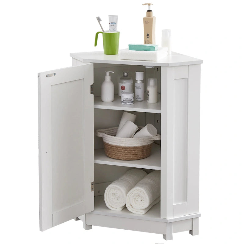 Armoire d'angle triangulaire avec étagère réglable