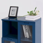 Meuble bas en bois avec 2 portes vitrées et 2 espaces de rangement