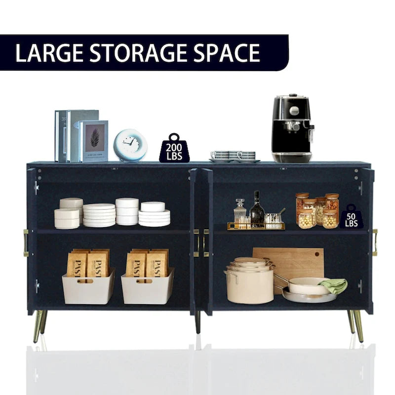 Buffet/meuble de rangement moderne en bois laqué à 4 portes, pour salon