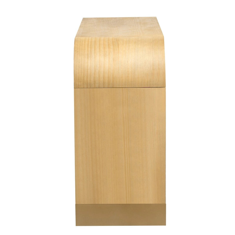 Armoire à quatre portes à angles arrondis et panneaux de porte ondulés