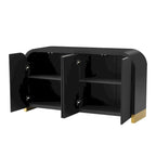 Armoire à quatre portes à angles arrondis et panneaux de porte ondulés