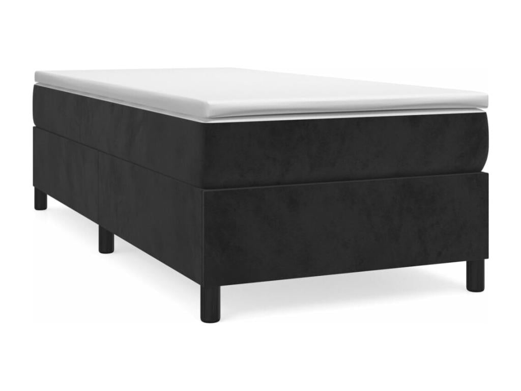 Lit ¨¤ sommier tapissier et matelas Noir 80x200 cm Velours