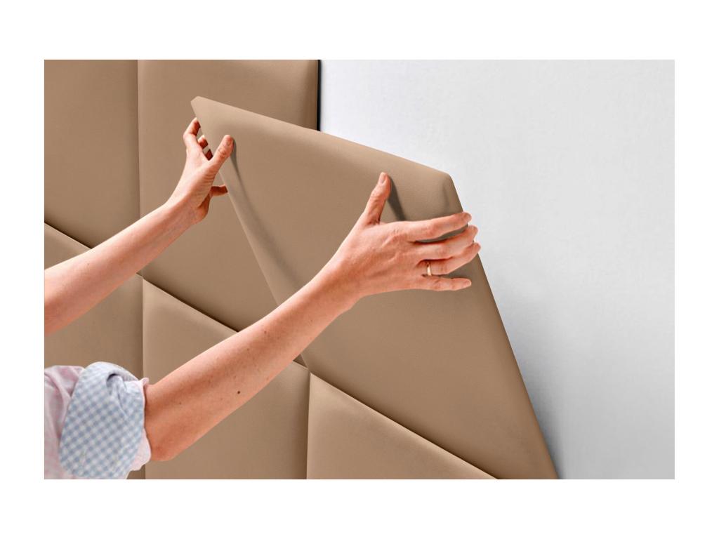 Vertchez Tête de lit capitonn¨¦e en similicuir de qualité¨¦ Vertchez¨¦rieure composé¨¦ de panneaux autocollants interchangeables marron clair 105 cm