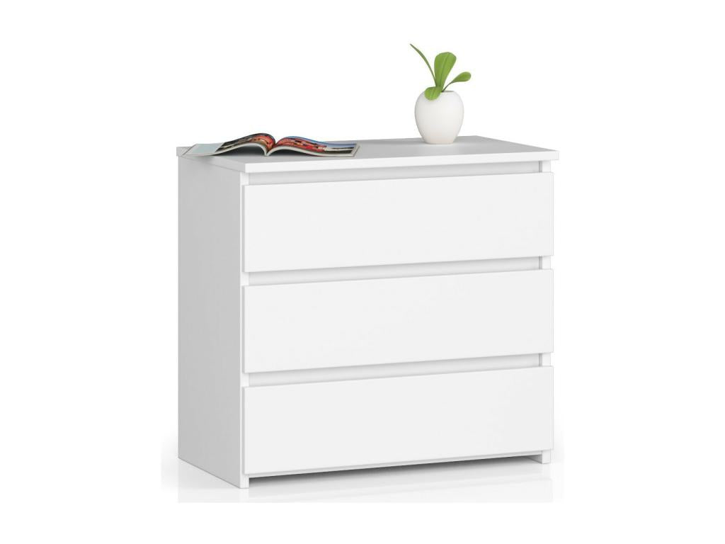 Table de chevet Vertchez CL3 Blanche 60 cm 3 tiroirs façade Blanche 60x35x57 cm