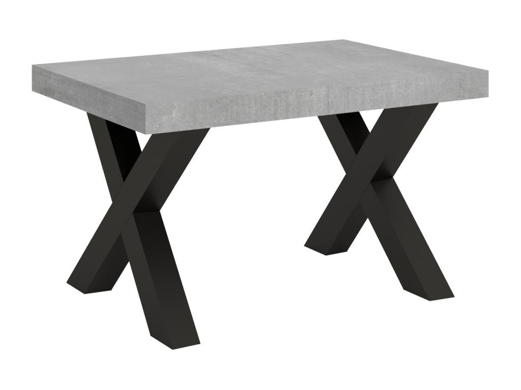 Table extensible 90x130/390 cm Vertchez Gris B¨¦ton cadre Anthracite
