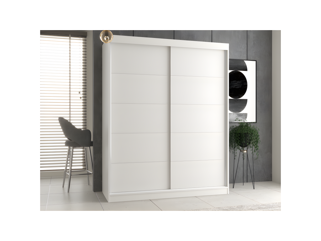 Vertchez - Armoire ¨¤ 2 portes coulissantes - Penderie L 160 cm - Dressing de chambre 2 portes