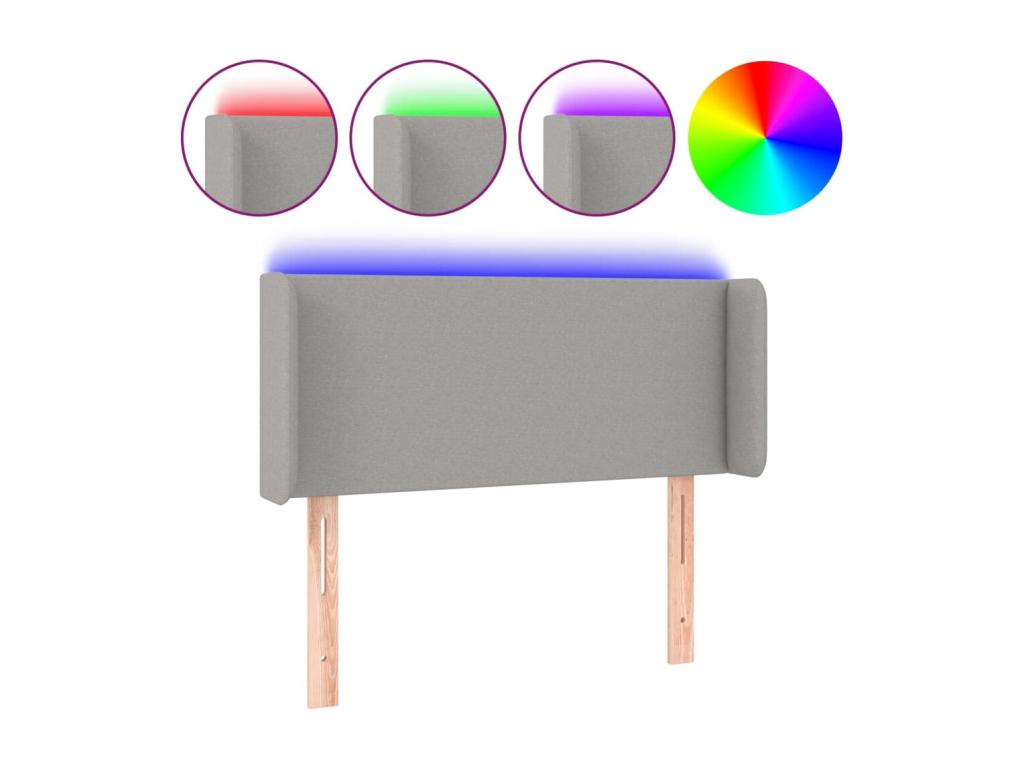 Tête de lit ¨¤ LED Gris clair 83x16x78-88 Tissu