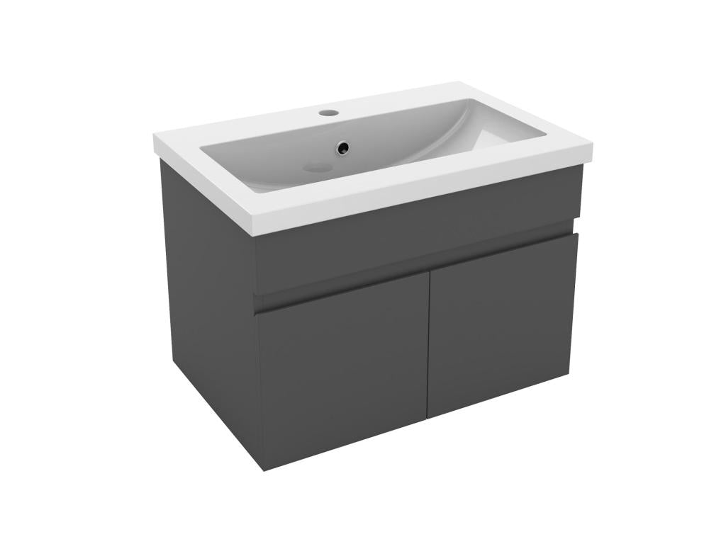 60cm Meuble salle de bain anthracite 2 portes avec une vasque ¨¤ poser Vertchez