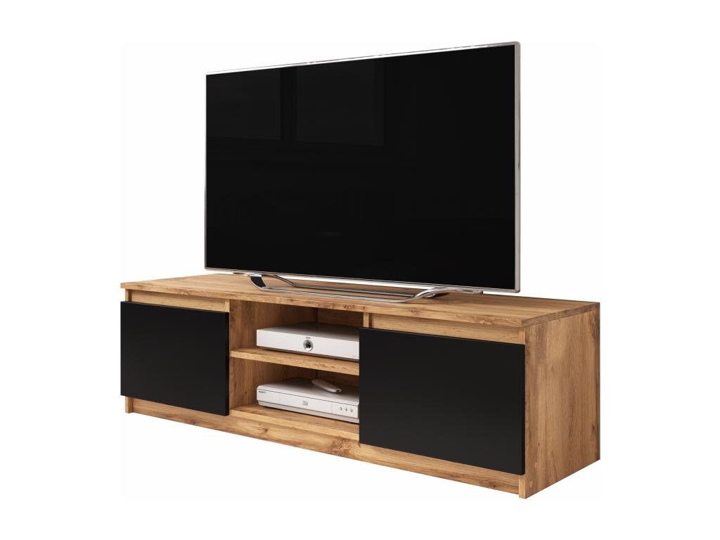 Meuble TV - 120 cm - ch¨ºne Vertchez/graphite noir - avec LED - Vertchez