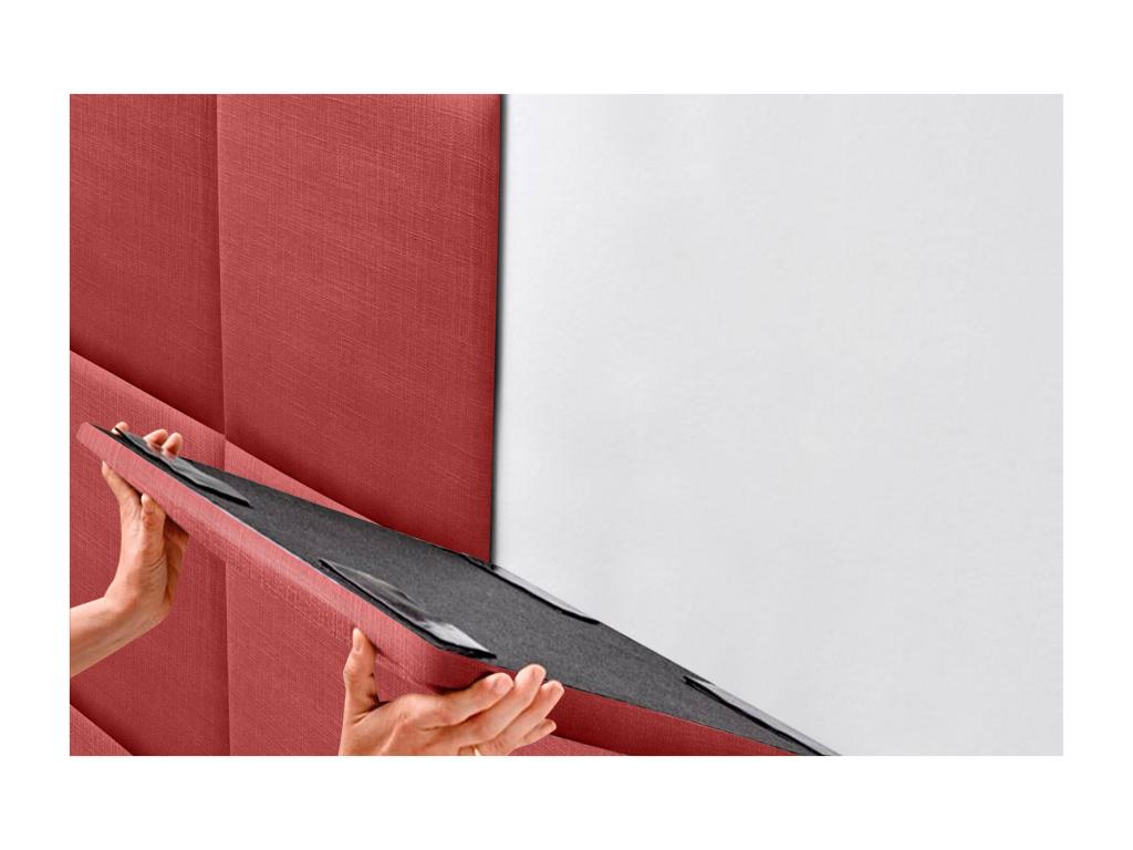 Vertchez Tête de lit capitonn¨¦e en lin naturel composé¨¦e de panneaux autocollants interchangeables pour chambre de luxe rembourr¨¦e rouge 140 cm