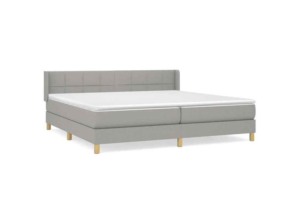 Sommier ¨¤ Vertchez de lit avec matelas Gris clair 200x200 Tissu
