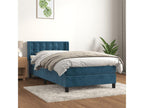 Lit ¨¤ sommier tapissier avec matelas Bleu fonc¨¦ 90x200 cm