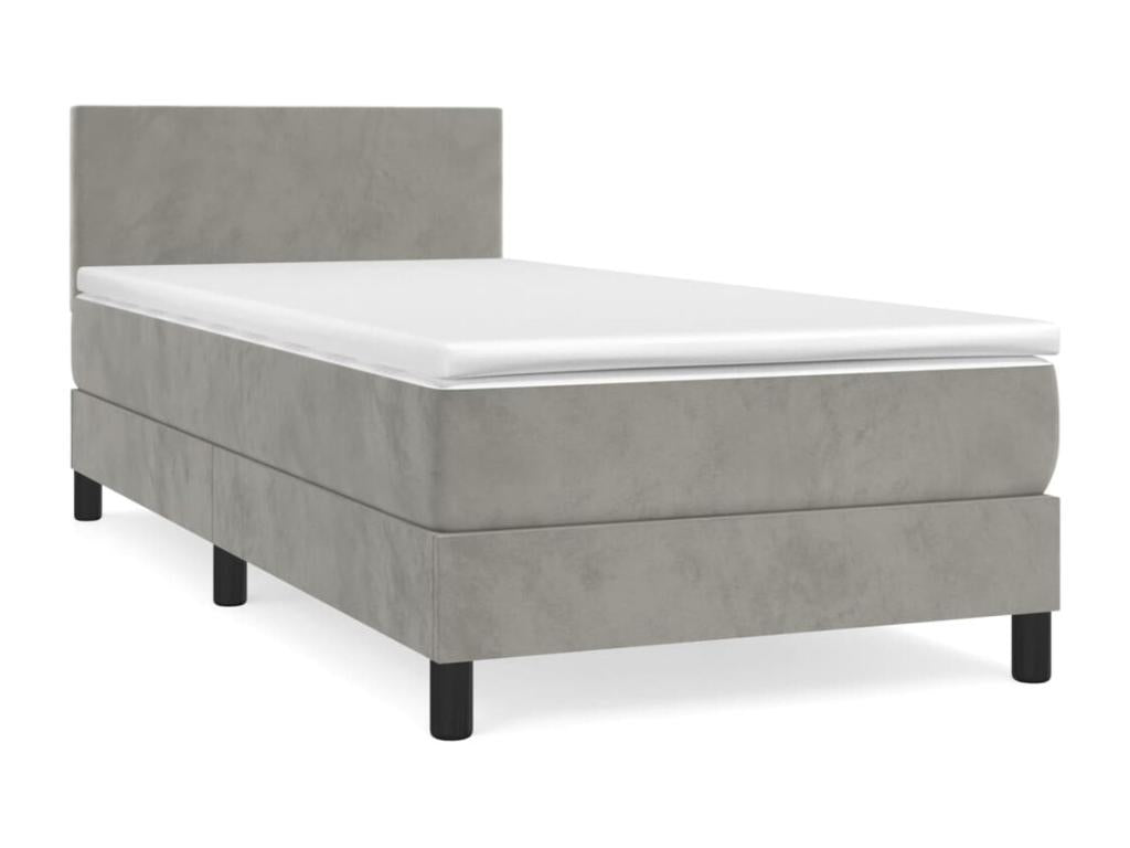 Lit ¨¤ sommier tapissier et matelas Gris clair 80x200 cm Velours