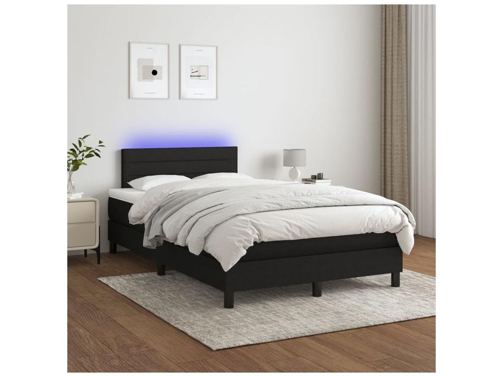 Sommier ¨¤ Vertchez de lit avec matelas LED Noir 120x200 Tissu