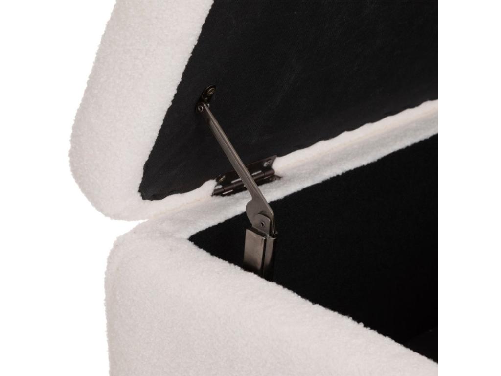 Banc Coffre tissu blanc ¨¤ bouclesttes et pieds en m¨¦tal 100x40 cm