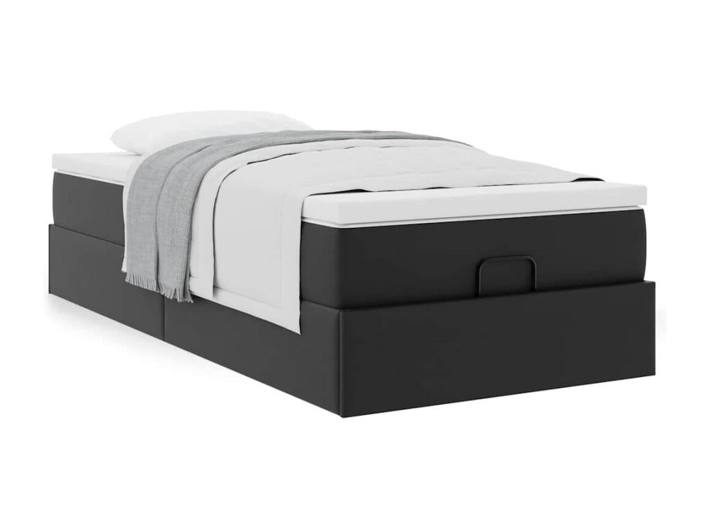 Cadre de lit ottoman avec matelas noir 80x200 cm similicuir