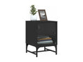 Vertchez Premium - Table de chevet avec porte en verre noir 35x37x50 cm