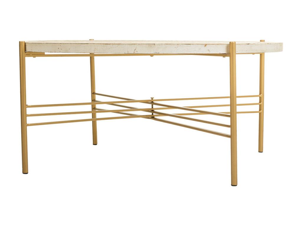 Table basse en bois et métal blanc 80x80x36h