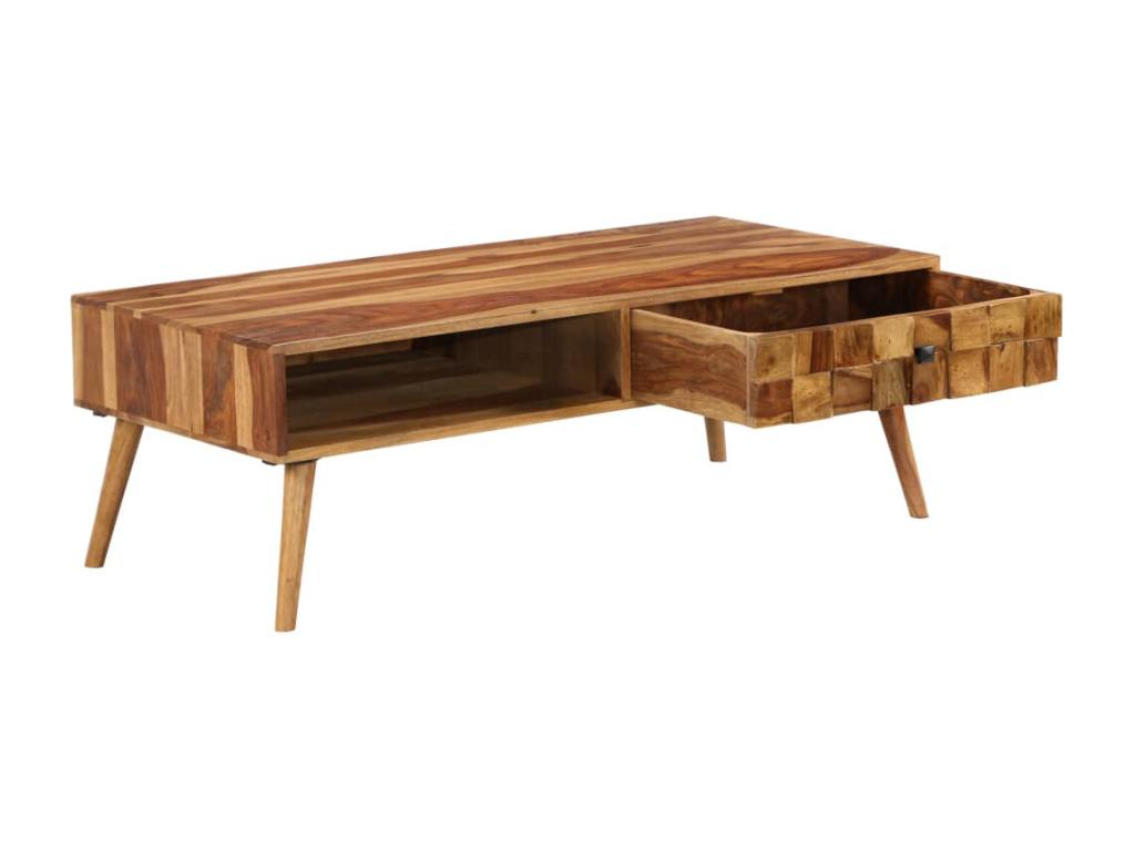 Table basse Bois massif avec finition miel 110x50x37 cm