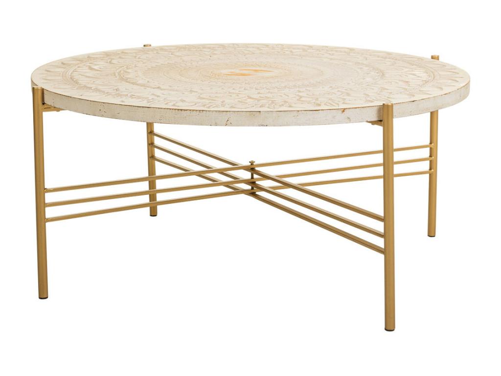 Table basse en bois et métal blanc 80x80x36h