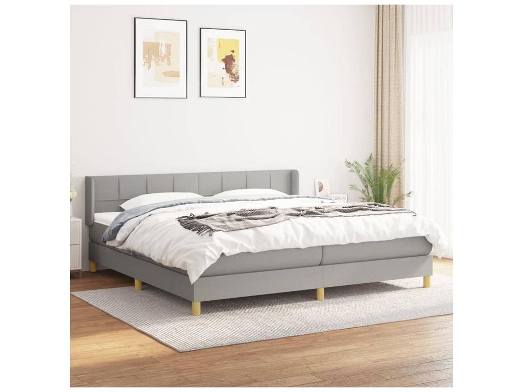 Sommier ¨¤ Vertchez de lit avec matelas Gris clair 200x200 Tissu