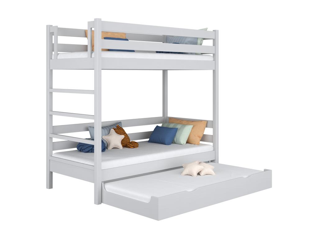 Lit superpos¨¦ en bois - avec tiroir pour matelas N03 Gris 100x190