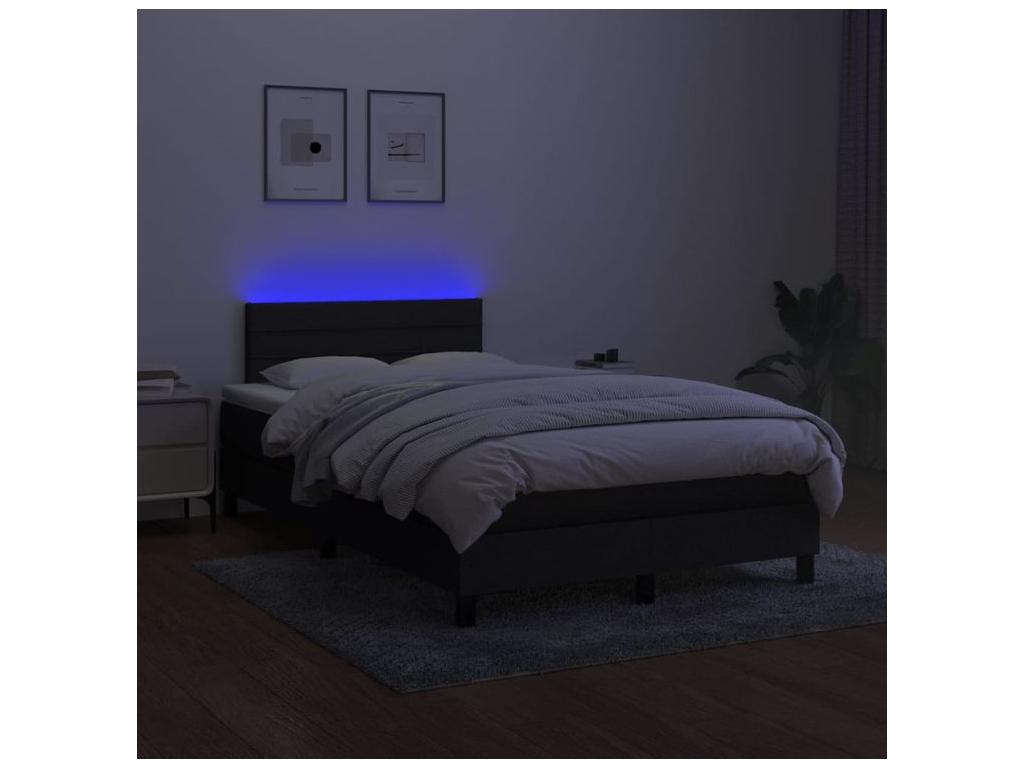 Sommier ¨¤ Vertchez de lit avec matelas LED Noir 120x200 Tissu