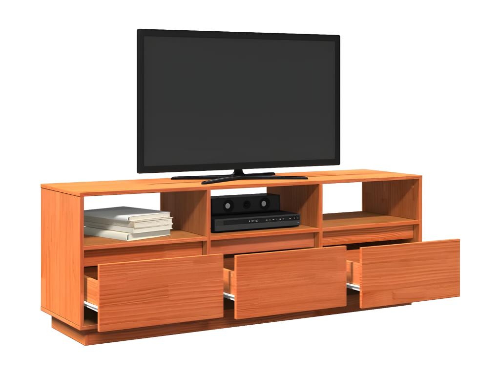 Meuble TV cire marron 140x37x50 cm bois pin massif